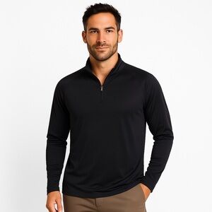 17th GREEN Men's Black Long Sleeve Lightweight Golf Pullover Top Size L